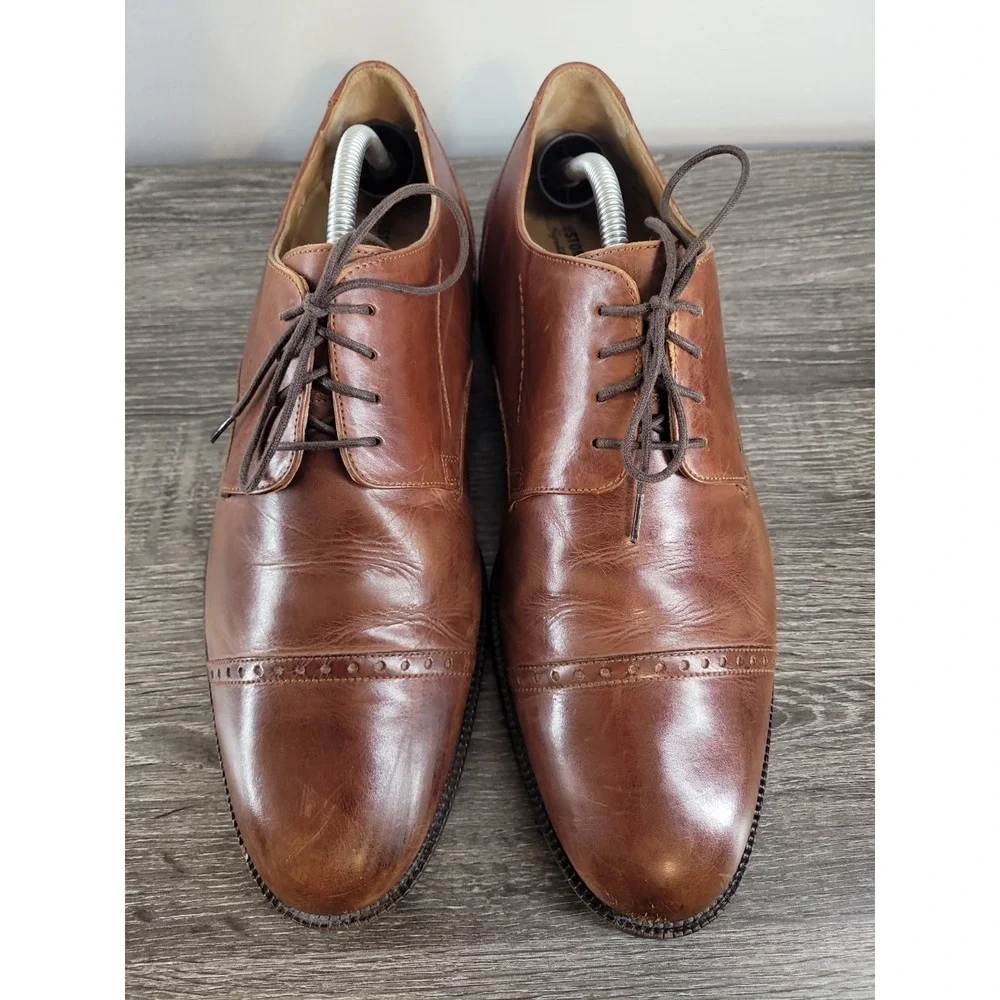 Johnston & Murphy Signature Series Cap Toe Derby Shoes Men's 10 M‎ Brown Leather